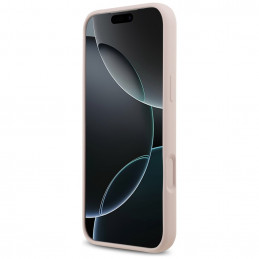 „Guess“ silikoninis „Big 4G Script“ dėklas, skirtas „iPhone 17 Pro Max“ – rožinis