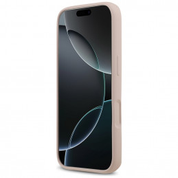 „Guess“ silikoninis „Big 4G Script“ dėklas, skirtas „iPhone 17 Pro“ – rožinis