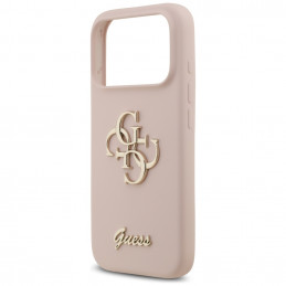 „Guess“ silikoninis „Big 4G Script“ dėklas, skirtas „iPhone 17 Pro“ – rožinis