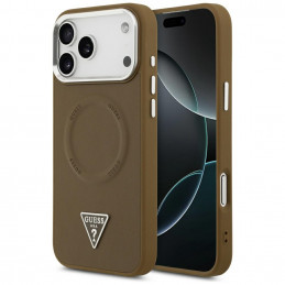 „Guess“ trikampio formos logotipo „MagSafe“ dėklas, skirtas „iPhone 17 Pro“ – rudas