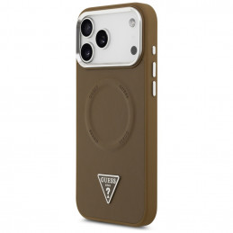 „Guess“ trikampio formos logotipo „MagSafe“ dėklas, skirtas „iPhone 17 Pro“ – rudas