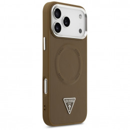 „Guess“ trikampio formos logotipo „MagSafe“ dėklas, skirtas „iPhone 17 Pro“ – rudas