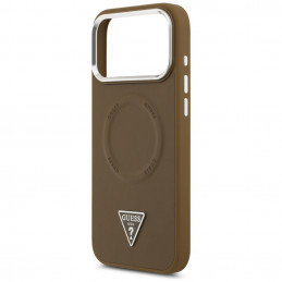 „Guess“ trikampio formos logotipo „MagSafe“ dėklas, skirtas „iPhone 17 Pro“ – rudas