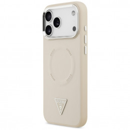 „Guess“ trikampio formos logotipo „MagSafe“ dėklas, skirtas „iPhone 17 Pro Max“ – smėlio spalvos