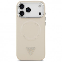 „Guess“ trikampio formos logotipo „MagSafe“ dėklas, skirtas „iPhone 17 Pro Max“ – smėlio spalvos