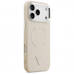 „Guess“ trikampio formos logotipo „MagSafe“ dėklas, skirtas „iPhone 17 Pro Max“ – smėlio spalvos