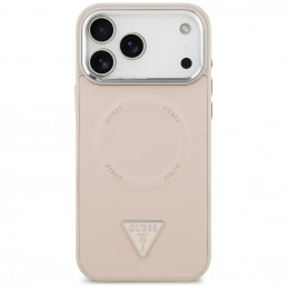 „Guess“ trikampio formos logotipo „MagSafe“ dėklas, skirtas „iPhone 17 Pro“ – rožinis