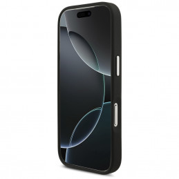 Karl Lagerfeld FW grūdėtas Karl & Choupette galvučių smeigtukų ir logotipo iPhone 17 Pro dėklas – juodas