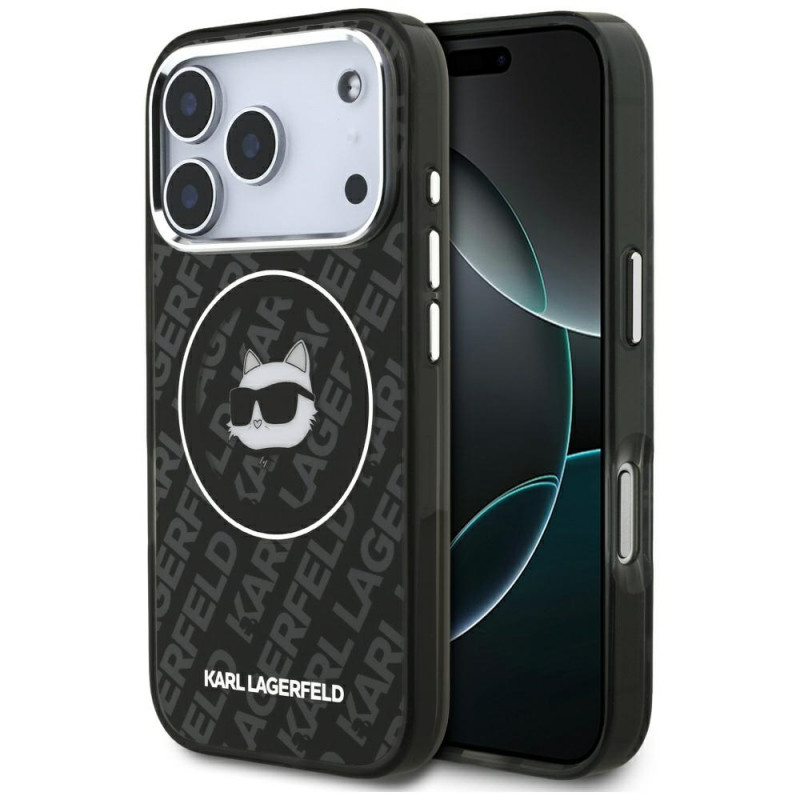 „Karl Lagerfeld IML Choupette Head Logo MagSafe“ dėklas, skirtas „iPhone 17 Pro Max“ – juodas