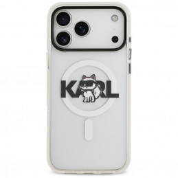 „Karl Lagerfeld IML Choupette Sketch Logo MagSafe“ dėklas, skirtas „iPhone 17 Pro“ – skaidrus