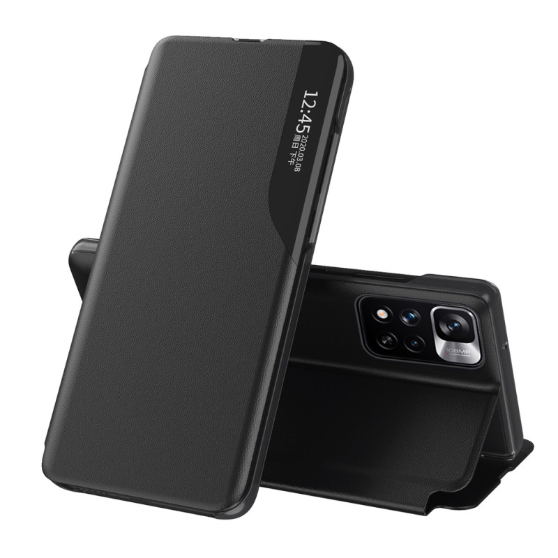 Eco Leather View Case elegantiškas dėklas su atverčiamu dangteliu ir stovo funkcija, skirta Xiaomi Redmi Note 11T 5G / R...