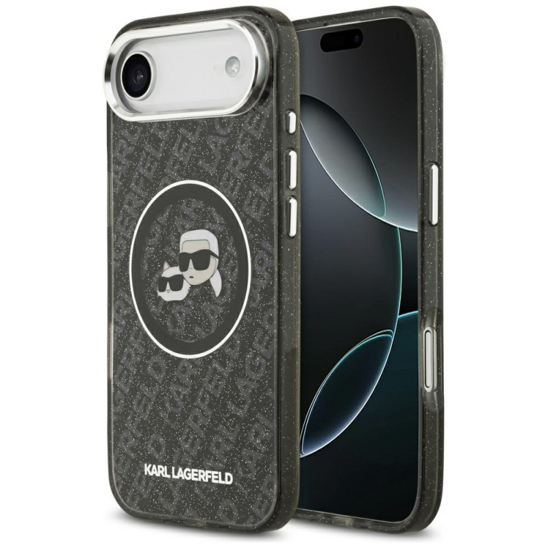„Karl Lagerfeld IML“ blizgučiais ir „Karl & Choupette“ galvų logotipu aprūpintas „MagSafe“ dėklas, skirtas „iPhone Air“ ...
