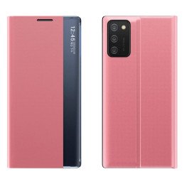 Naujas Sleep Case dangtelis su atvartu ir stovo funkcija, skirta Samsung Galaxy A03s (166.5) rožinė