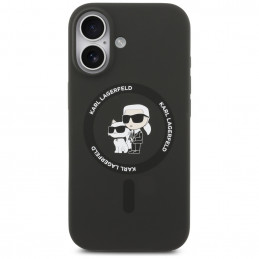 „Karl Lagerfeld“ silikoninis „Karl&Choupette Ring MagSafe“ dėklas, skirtas „iPhone 17“ – juodas