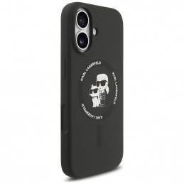 „Karl Lagerfeld“ silikoninis „Karl&Choupette Ring MagSafe“ dėklas, skirtas „iPhone 17“ – juodas