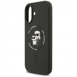 „Karl Lagerfeld“ silikoninis „Karl&Choupette Ring MagSafe“ dėklas, skirtas „iPhone 17“ – juodas