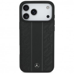„Mercedes“ odinis „MagSafe“ dėklas su lauro lapų juostelėmis, skirtas „iPhone 17 Pro Max“ – juodas