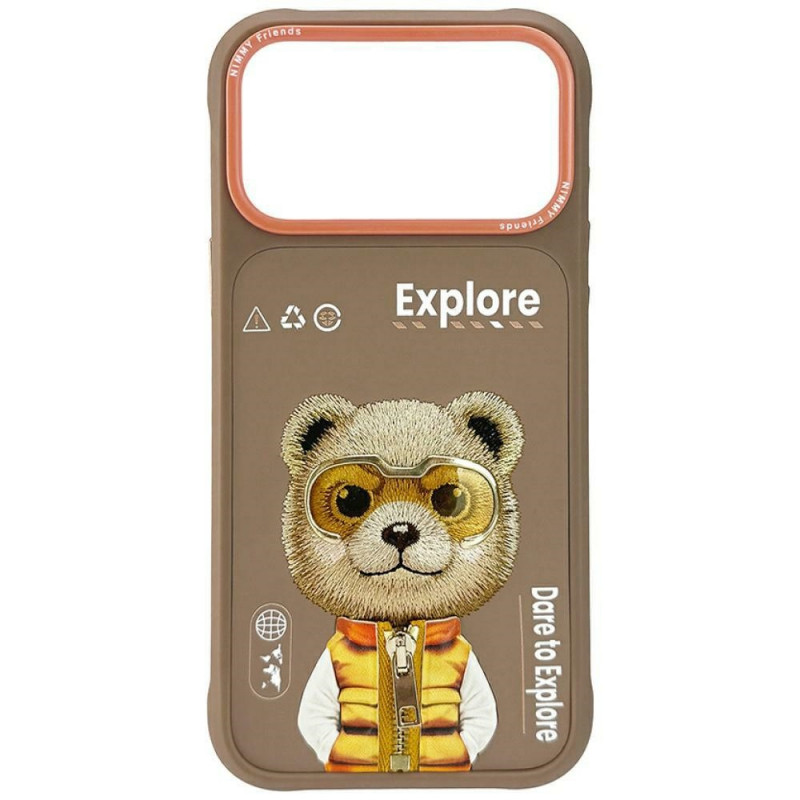 „Nimmy Cool&Cute 2.0“ meškiuko dėklas, skirtas „iPhone 17 Pro Max“ – smėlio spalvos