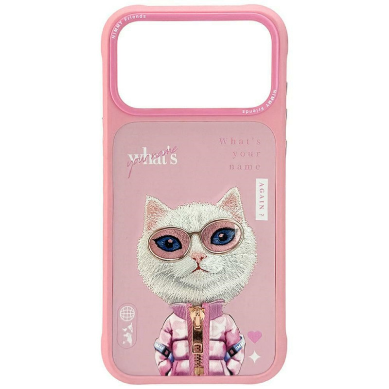 „Nimmy Cool&Cute 2.0“ katės dėklas, skirtas „iPhone 17 Pro Max“ – rožinis