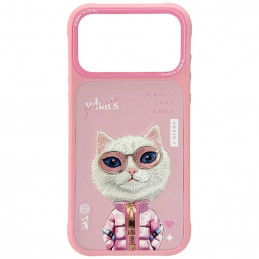 „Nimmy Cool&Cute 2.0“ katės dėklas, skirtas „iPhone 17 Pro“ – rožinis