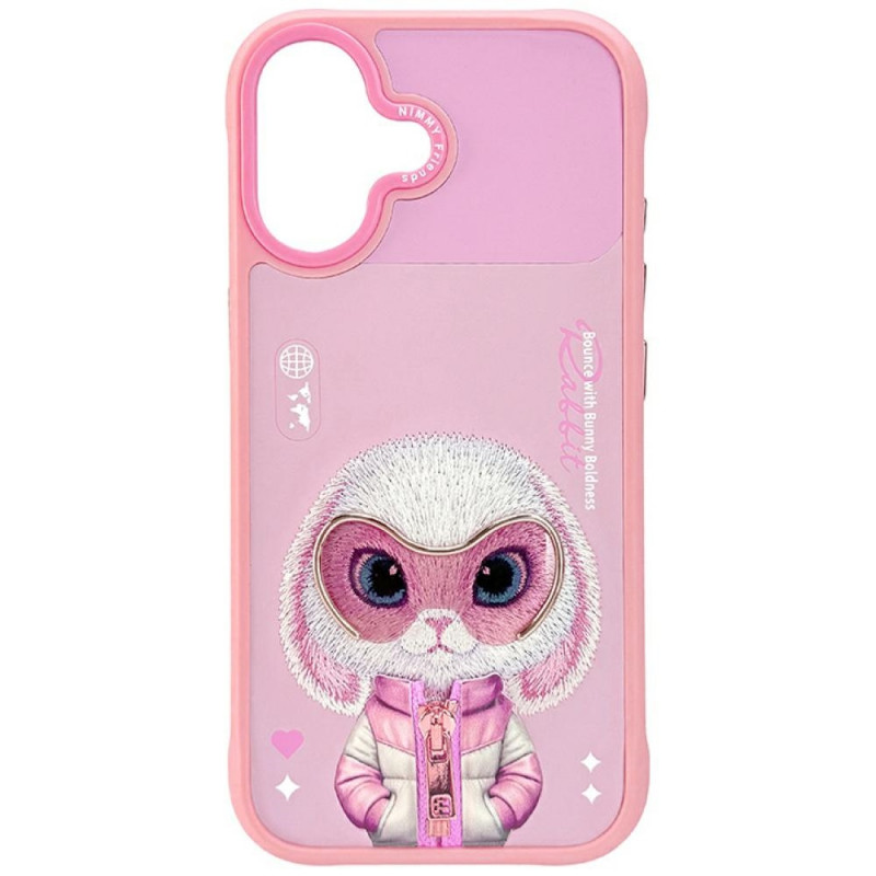 „Nimmy Cool&Cute 2.0“ triušio dėklas, skirtas „iPhone 17“ – rožinis
