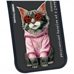 „Nimmy Glasses“ stilingas katino formos dėklas, skirtas „iPhone 17 Pro“ – juodas