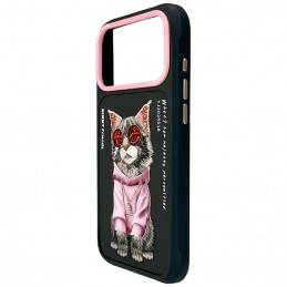 „Nimmy Glasses“ stilingas katino formos dėklas, skirtas „iPhone 17 Pro Max“ – juodas