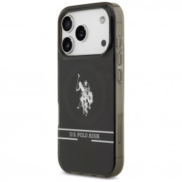 „MagSafe“ dėklas su JAV polo marškinėliais ir apatine juostele, skirtas „iPhone 17 Pro“ – juodas