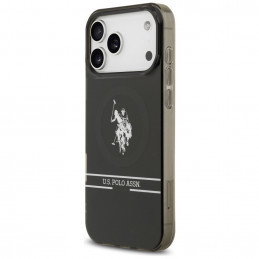 „MagSafe“ dėklas su JAV polo marškinėliais ir apatine juostele, skirtas „iPhone 17 Pro Max“ – juodas