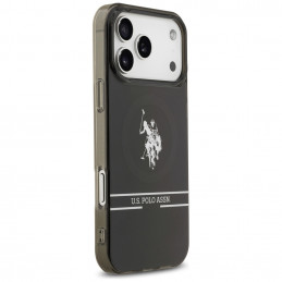 „MagSafe“ dėklas su JAV polo marškinėliais ir apatine juostele, skirtas „iPhone 17 Pro Max“ – juodas