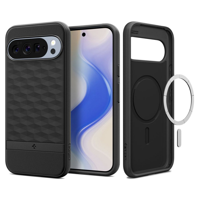 „Spigen Parallax Mag MagSafe“ dėklas, skirtas „Google Pixel 10 Pro XL“ – matinės juodos spalvos