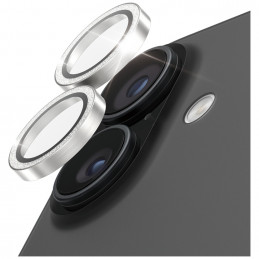 „PanzerGlass Hoops“ blizgučiais grūdinto stiklo ekrano apsauga, skirta „iPhone 17 / 16 / 16 Plus“ – sidabrinė