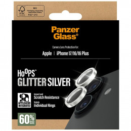 „PanzerGlass Hoops“ blizgučiais grūdinto stiklo ekrano apsauga, skirta „iPhone 17 / 16 / 16 Plus“ – sidabrinė