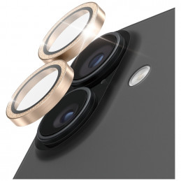 „PanzerGlass Hoops“ blizgučiais grūdinto stiklo ekrano apsauga, skirta „iPhone 17 / 16 / 16 Plus“ – auksinė