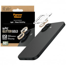 „PanzerGlass Hoops“ blizgučiais grūdinto stiklo ekrano apsauga, skirta „iPhone 17 / 16 / 16 Plus“ – auksinė