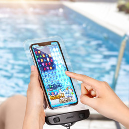 Ugreen LP186 60959 vandeniui atsparus IPX8 dėklas, skirtas 4-6,5" išmaniajam telefonui - juodas ir skaidrus