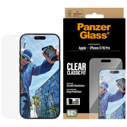 „PanzerGlass Classic Fit EasyAligner“ grūdintas stiklas, skirtas „iPhone 17 / 16 Pro“