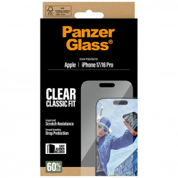 „PanzerGlass Classic Fit EasyAligner“ grūdintas stiklas, skirtas „iPhone 17 / 16 Pro“