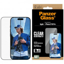 „PanzerGlass“ itin plataus kampo grūdintas stiklas „EasyAligner“, skirtas „iPhone 17 / 16 Pro“