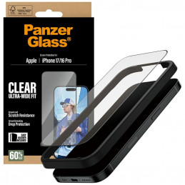 „PanzerGlass“ itin plataus kampo grūdintas stiklas „EasyAligner“, skirtas „iPhone 17 / 16 Pro“