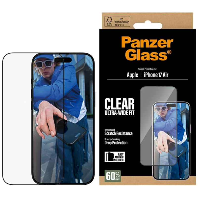 „PanzerGlass“ itin plataus pritaikymo „EasyAligner“ grūdintas stiklas, skirtas „iPhone Air“