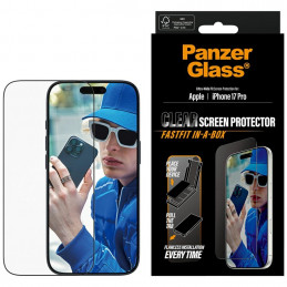 „PanzerGlass“ itin plataus tvirtinimo grūdintas stiklas, skirtas „iPhone 17 Pro“