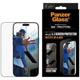 „PanzerGlass“ itin plataus užsegimo grūdintas stiklas, skirtas „iPhone 17 Pro Max“