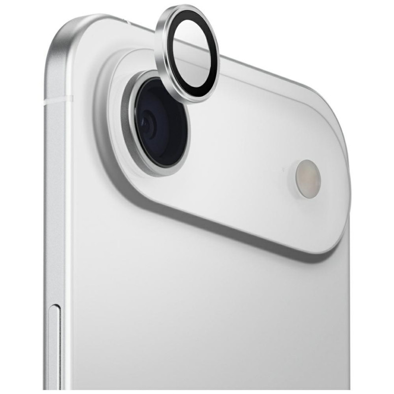 UNIQ Optix aliuminio kameros objektyvo apsauga, skirta „iPhone Air“ su aplikatoriumi – sidabrinė
