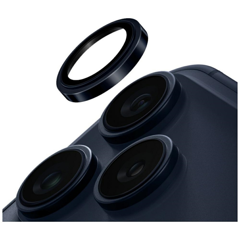 UNIQ Optix Prime kameros objektyvo apsauga, skirta iPhone 17 Pro / 17 Pro Max, su aplikatoriumi – tamsiai mėlyna