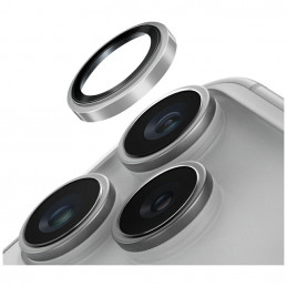UNIQ Optix Prime kameros objektyvo apsauga, skirta iPhone 17 Pro / 17 Pro Max, su aplikatoriumi – sidabrinė