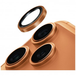 UNIQ Optix Prime kameros objektyvo apsauga, skirta iPhone 17 Pro / 17 Pro Max, su aplikatoriumi – oranžinė