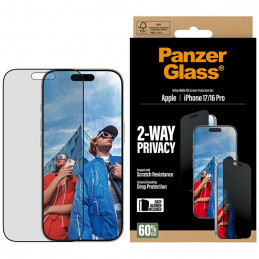 „PanzerGlass“ itin plataus diametro „EasyAligner“ privatumo stiklas, skirtas „iPhone 17 / 16 Pro“