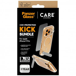 „CARE by PanzerGlass Feature Kick 3in1“ dėklas + stiklas + objektyvo apsaugos rinkinys, skirtas „iPhone 17 Pro“