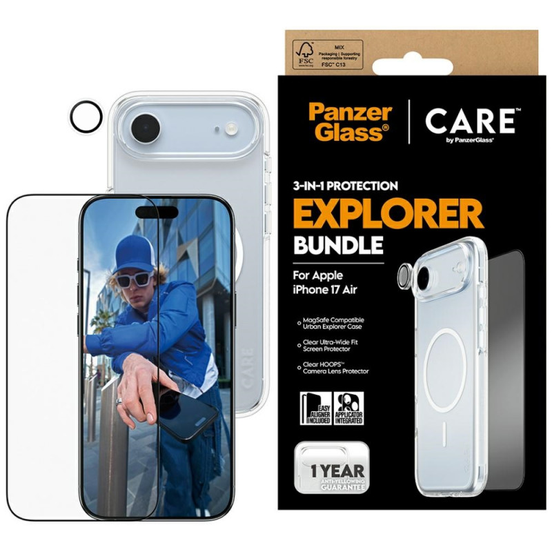 „CARE by PanzerGlass Flagship Explorer 3-in-1“ dėklas + stiklas + objektyvas, skirtas „iPhone Air“